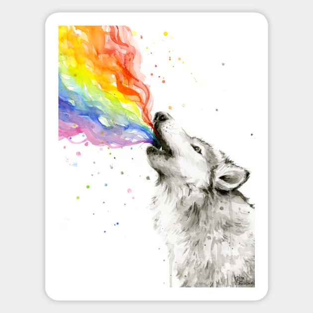 Wolf Howling Rainbow Sticker by Olechka